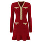 Slim Fit Slimming Bead Long Sleeve Dresses