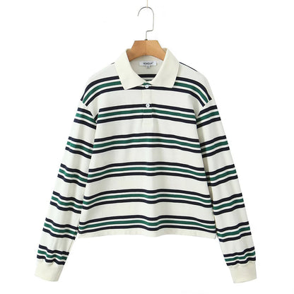 Fashion Striped Sleeve T-shirt Low Waist Suits