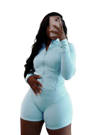 Women's Leisure Sexy Tight Long Sleeve Two-piece Suits
