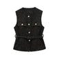 Women's French Design With Belt Sequin Decorative Coats