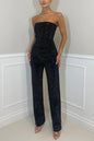 Women's Sexy Shiny Diamond Trousers Two-piece Set Suits