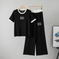 Women's Fashion Two-piece Embossed Rhinestone Letter Short-sleeved Suits