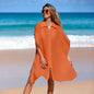 Beach Cover up Polo Collar Shirt Beach Skirt Tulle Top Loose Short Sleeve Beach Cover Up