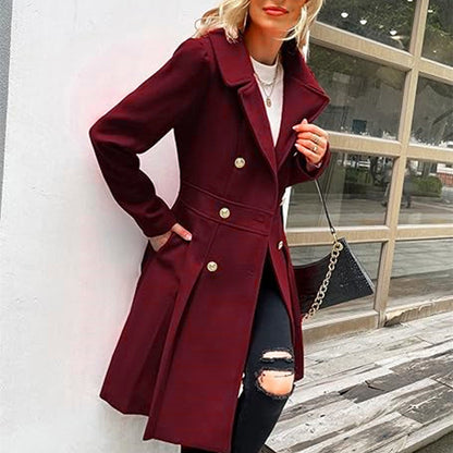 Women's Beautiful Long Woolen Double Breasted Coats
