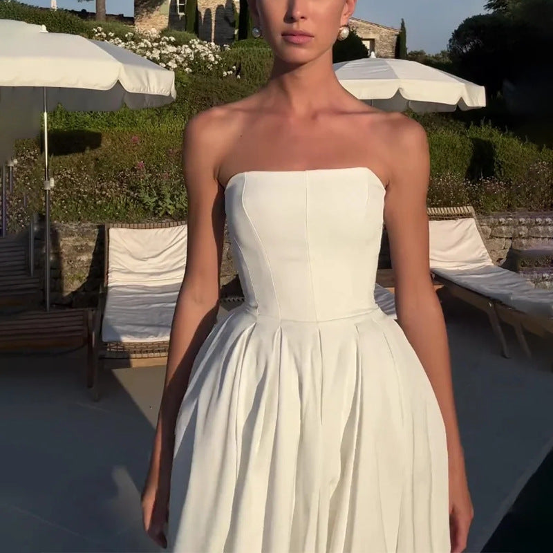 Summer Fashion Sexy Tube Pleated Dress Dresses