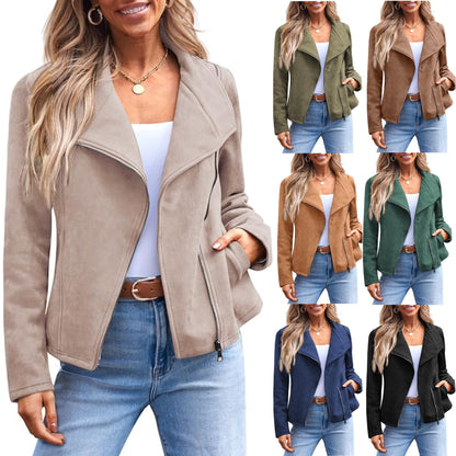 Classy Glamorous Fashion Casual Motorcycle Suede Coats