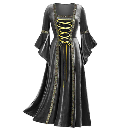 Women's Gothic Punk Long Sleeve Tied Dress Dresses