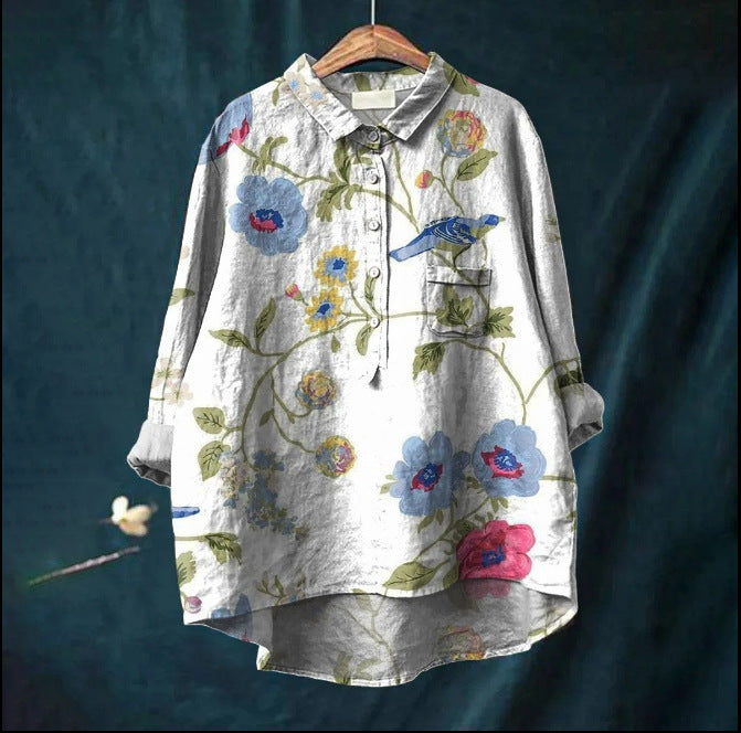 Women's Summer Loose Print Crew Neck Casual Plus Size