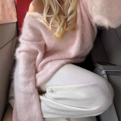 Women's Lazy Style Long Sleeve Backless Knitted Sweaters