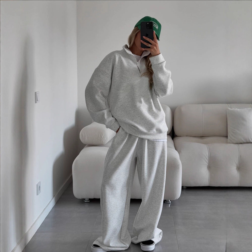 Collar Long-sleeved Trousers Casual Pullover Two-piece Suits