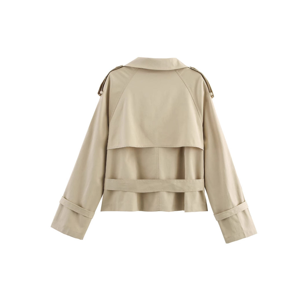 Women's Long-sleeved Waist Slant Double-breasted Clothes Coats