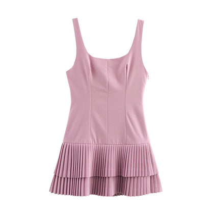 Spring Wide Pleated Slimming Strap Dress Dresses