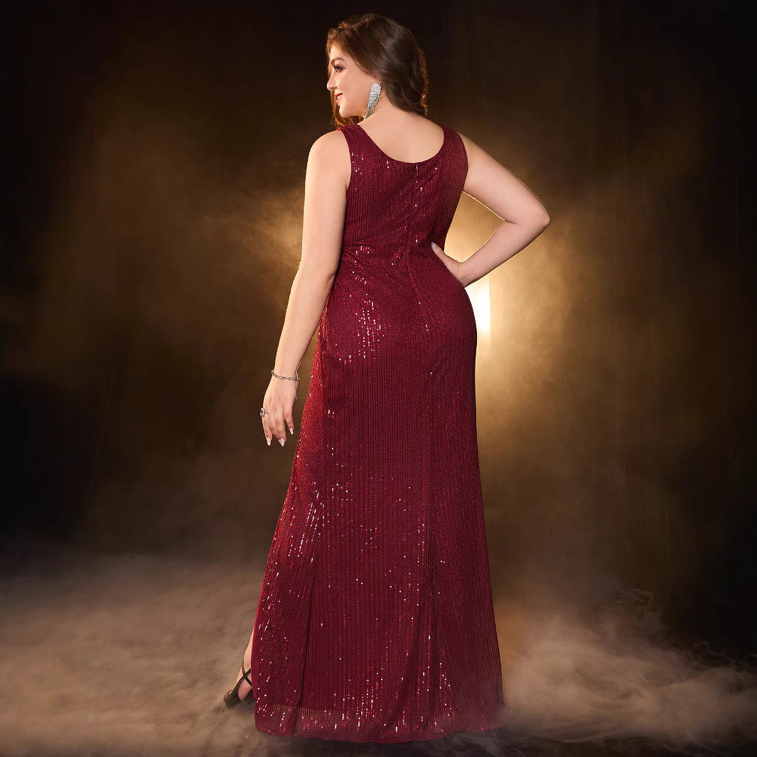 Women's Sexy Backless Sequins Dress Prom Party Dresses