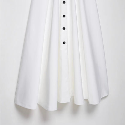 Women's Fashionable Temperament Button Decoration Midi Long Skirts