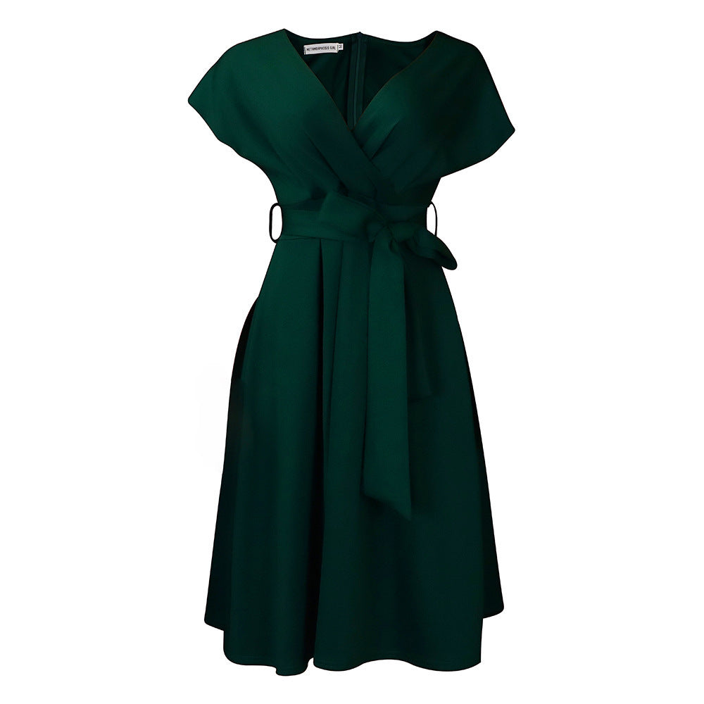 Women's Fashion Solid Color Large Swing Dress Dresses