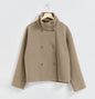 Women's Elegant Stand Collar Button Long-sleeved Woolen Coats
