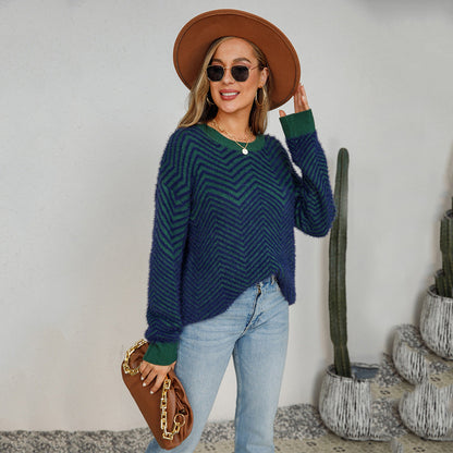 Women's Spring Round Neck Pullover Long Sleeve Sweaters