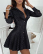Innovative Lace Stitching Long Sleeve Shirt Dresses