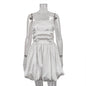 Sweet Style Tube White Satin Dress French Dresses