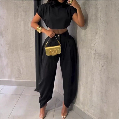 Summer Round Neck Sleeveless Solid Color Slim Suits