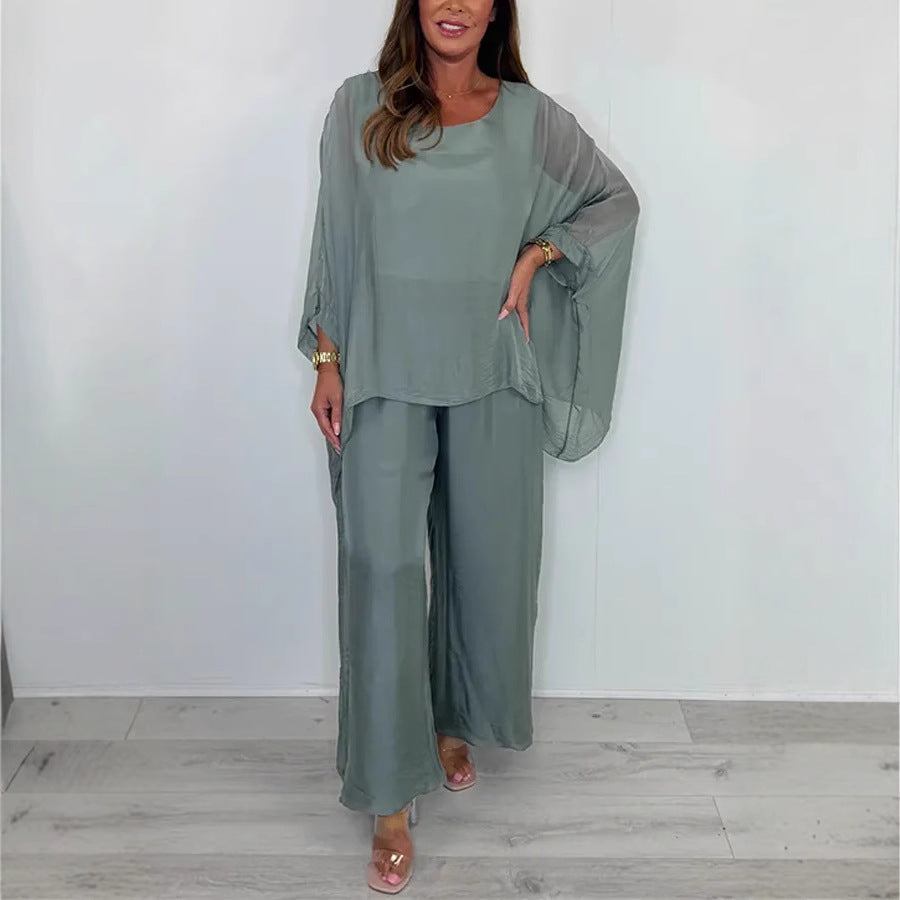 Fashion Loose Chiffon Long Sleeve Wide Suits