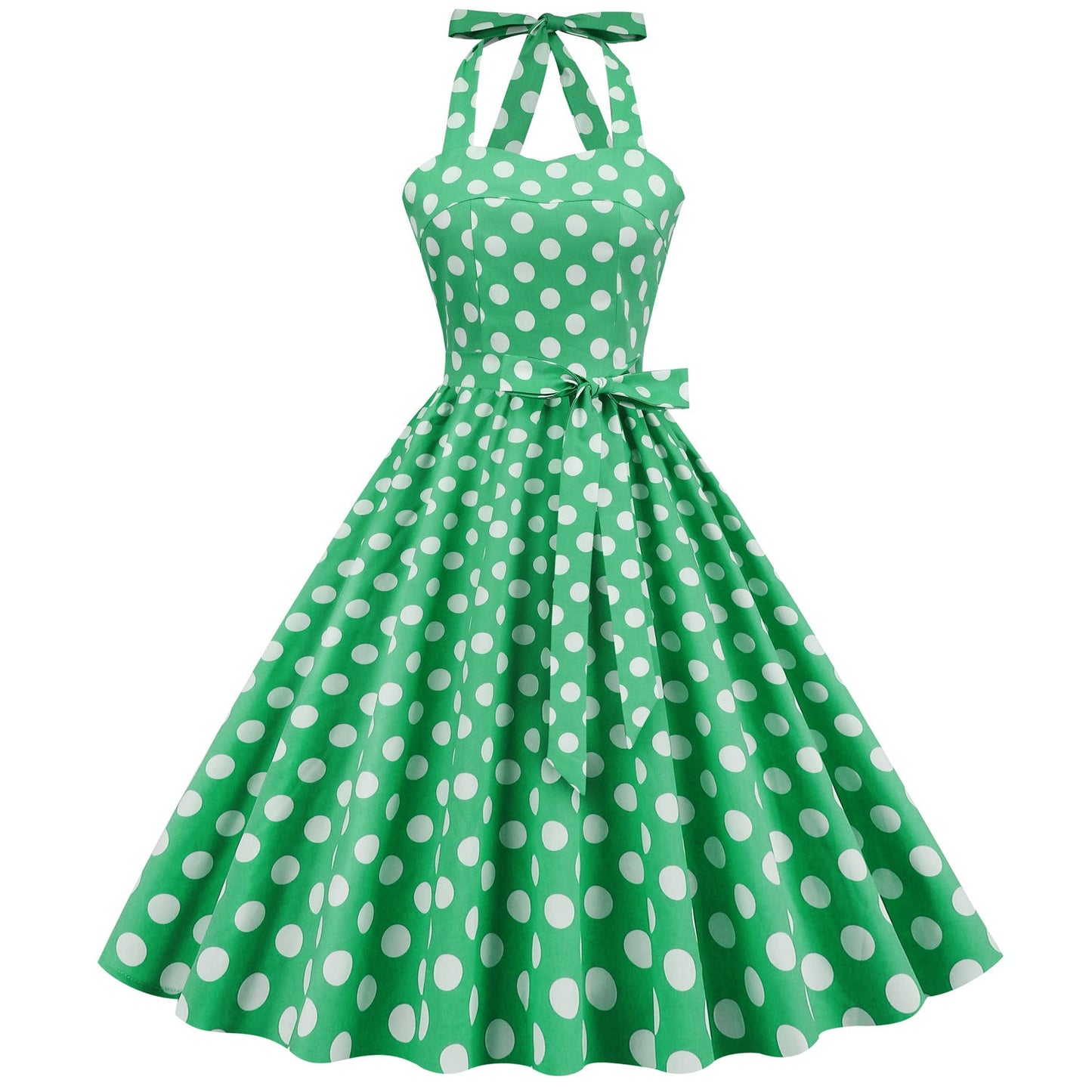 Dots Sexy Lacing Halter Swing Puffy Dress Dresses