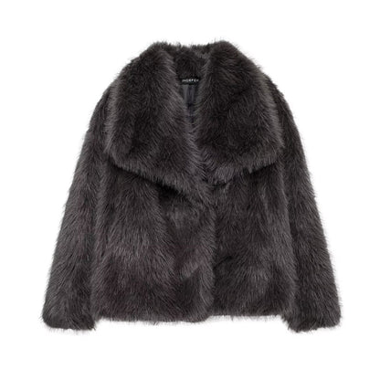 Women's Winter Street Fashion Artificial Fur Effect Coats