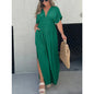 Solid Color Bat Sleeve Elastic Waisted Slimming Dresses