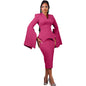Women's Solid Color Folding Large Swing Sleeve Dresses