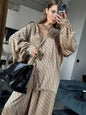 Women's Printed Loose Comfortable Long Sleeve Trousers Suits