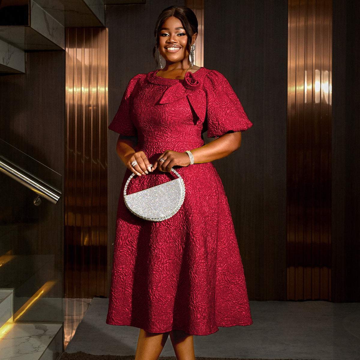Sleeve High Waist Dress Party Commuter Dresses