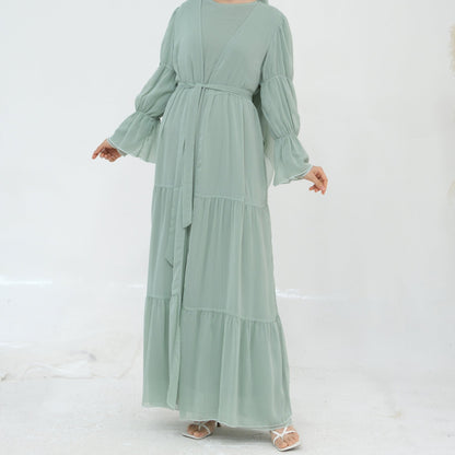 Turkey Encounter Elegant Chiffon Wrinkle Two-piece Dresses