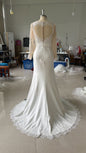 Summer Long Sleeve Exposed Back Satin Wedding Dresses