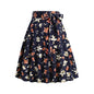 Women's Retro Dots Floral Purple Group Belt Skirts