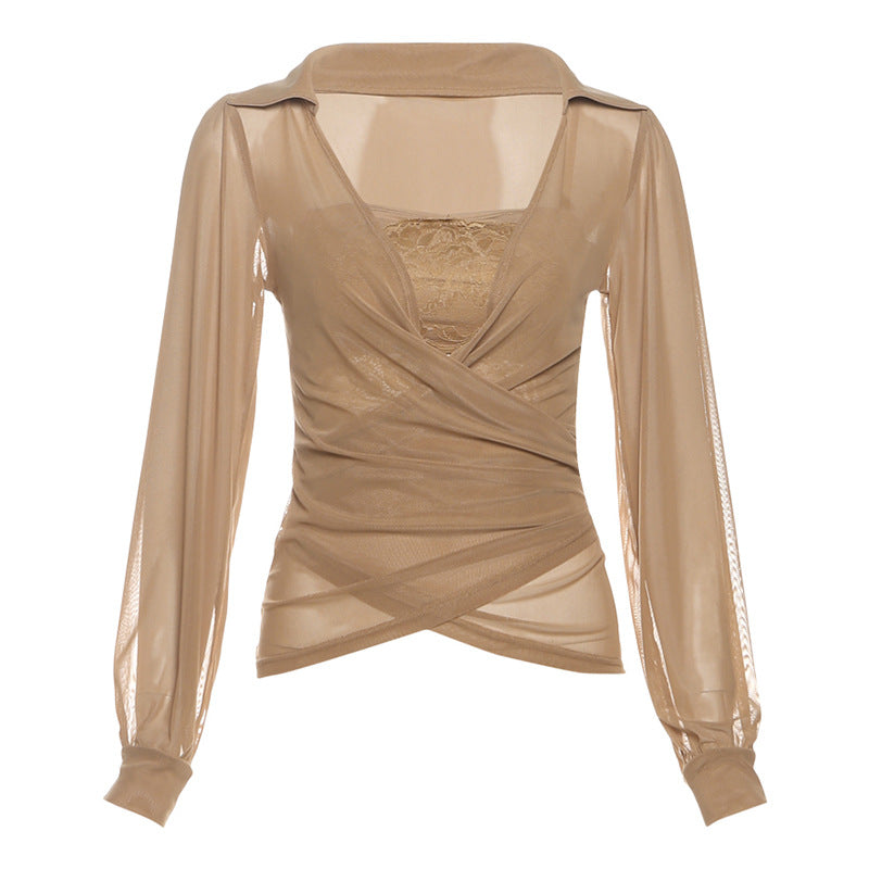 Color Square Collar Long-sleeved Sexy Temperament Suits