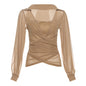 Color Square Collar Long-sleeved Sexy Temperament Suits