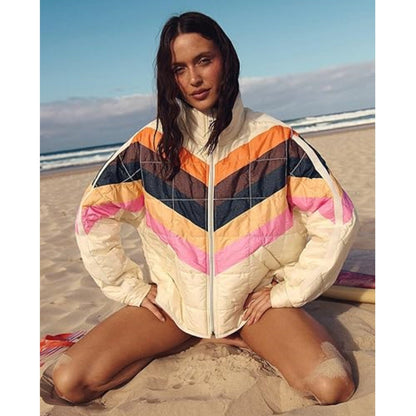 Women's Printing Long-sleeved Zipper Outerwear Shirt With Coats