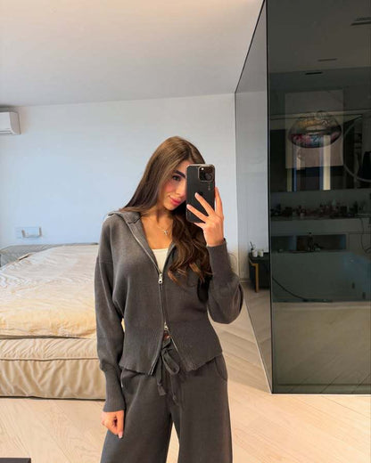 Women's Long Sleeve Zipper Trousers Sports Two-piece Suits
