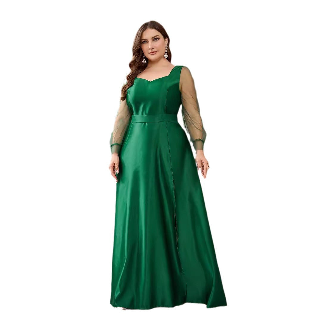 Large Dress Standard Long Satin Sleeve Dresses