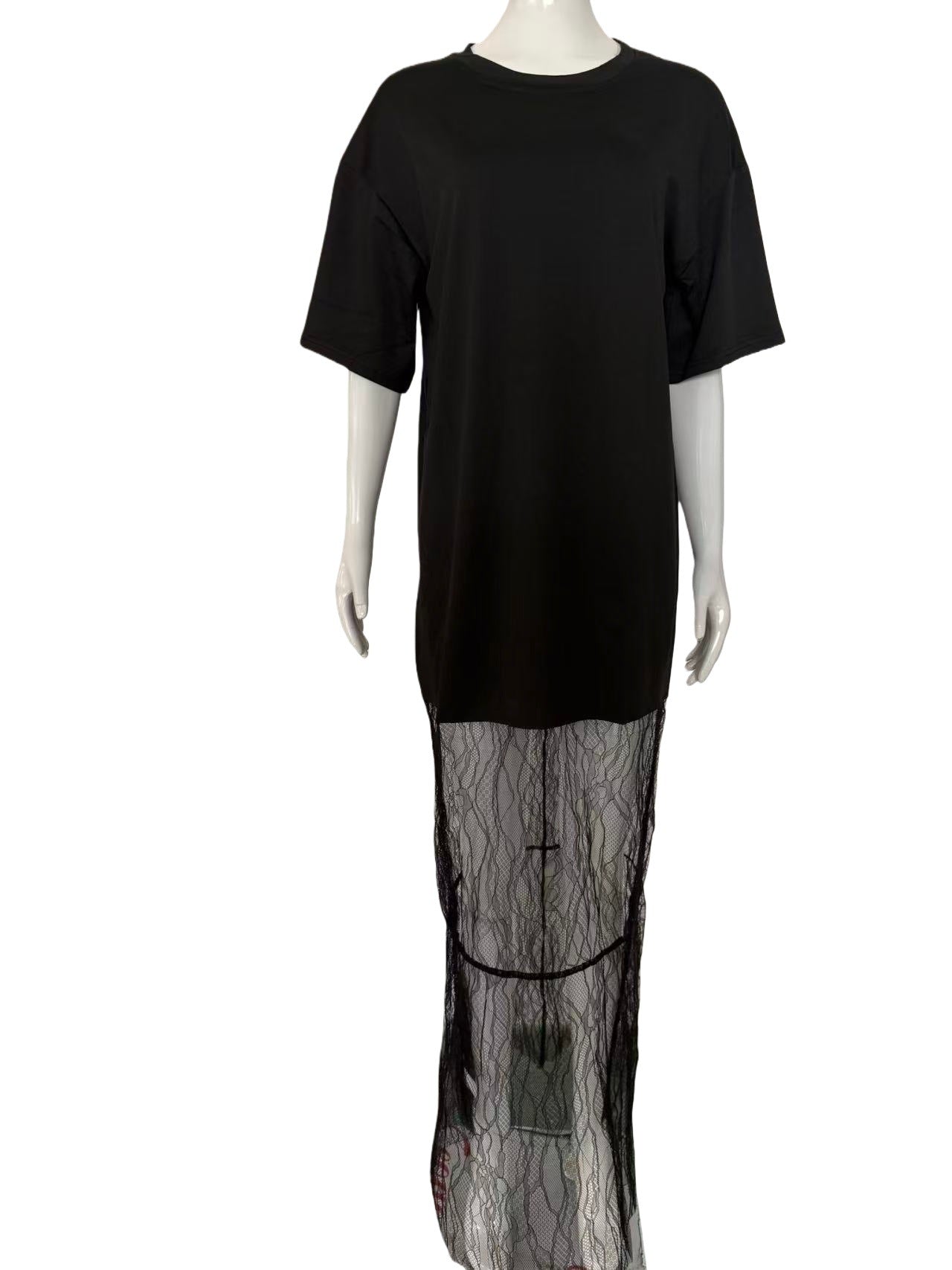 Women's Neck Stitching Lace Dress Summer Niche Goddess Dresses
