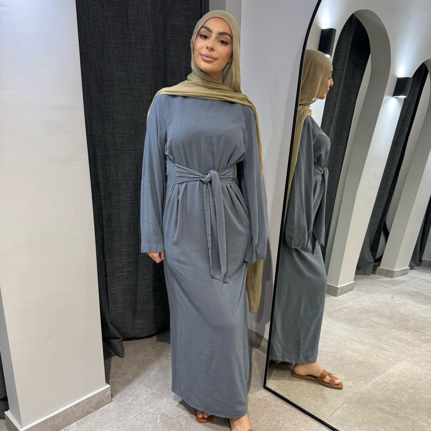 Popular Fashion Cotton Linen Robe Dress Dresses