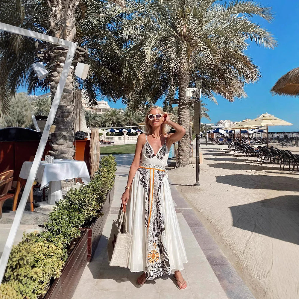 Linen Sexy Bow Tie Waist Dress Dresses