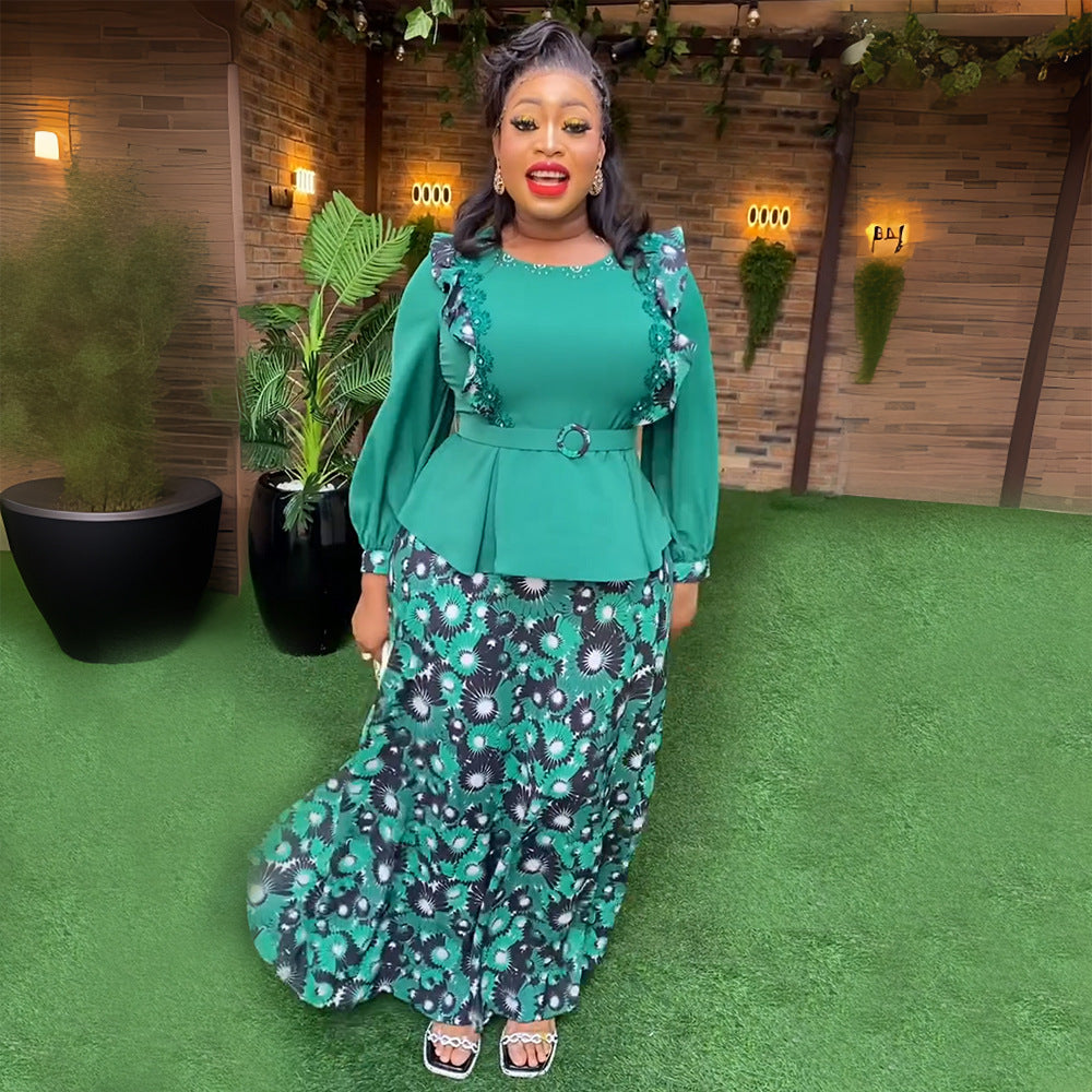 Women's African Wear Printed Dress Temperament Commute Dresses