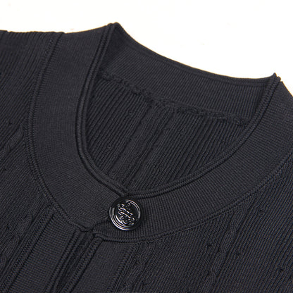 Women's Knitted Round Neck Slim Fit Slimming Long Dresses