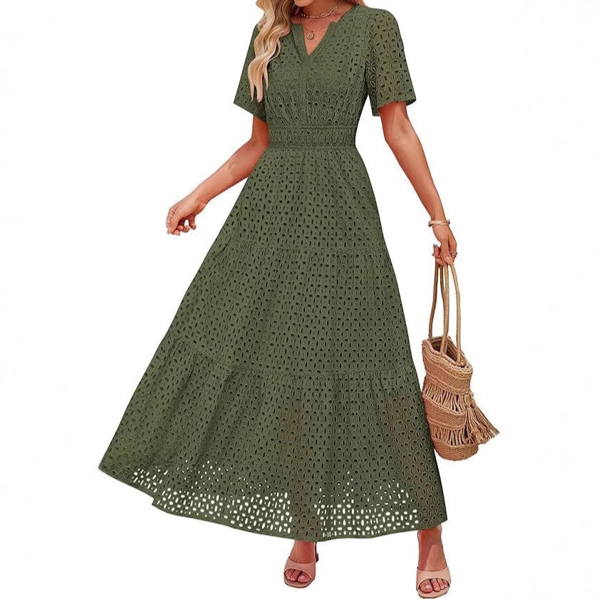 Women's A- Line Hollow Lace Cake Dress Dresses