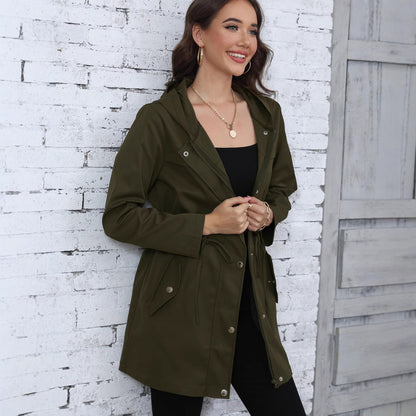 Women's Unique Anorak Mid-length Waist Trimming Coats
