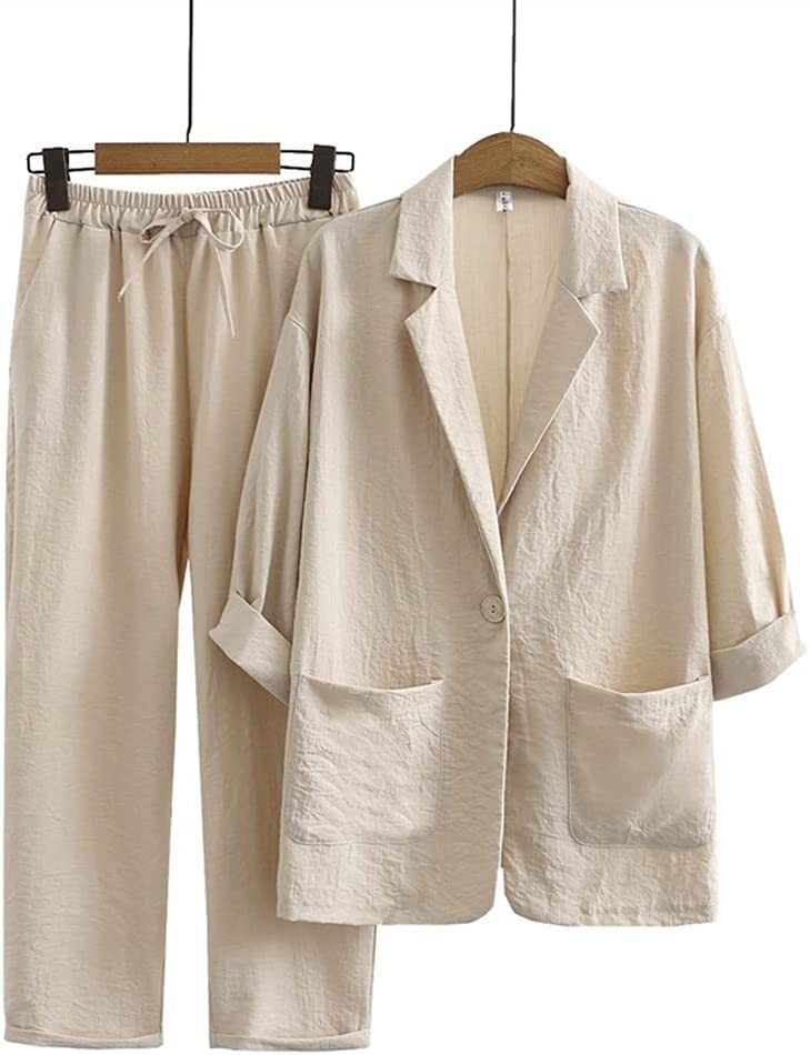 Women's Cotton Linen Autumn Loose Fashion Casual Suits