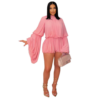Women's Fashion Wear Casual Pleated Solid Color Suits