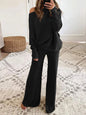 Women's Color Round Neck Long Sleeve Casual Suits