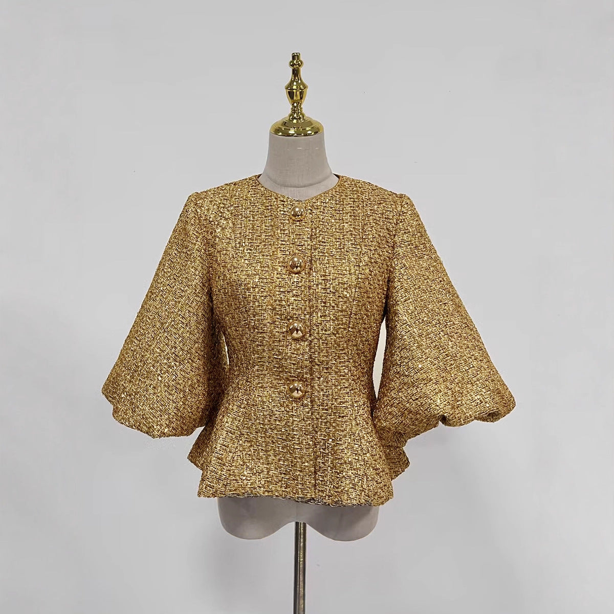 Women's Color Crew Neck Autumn High-grade Puff Coats